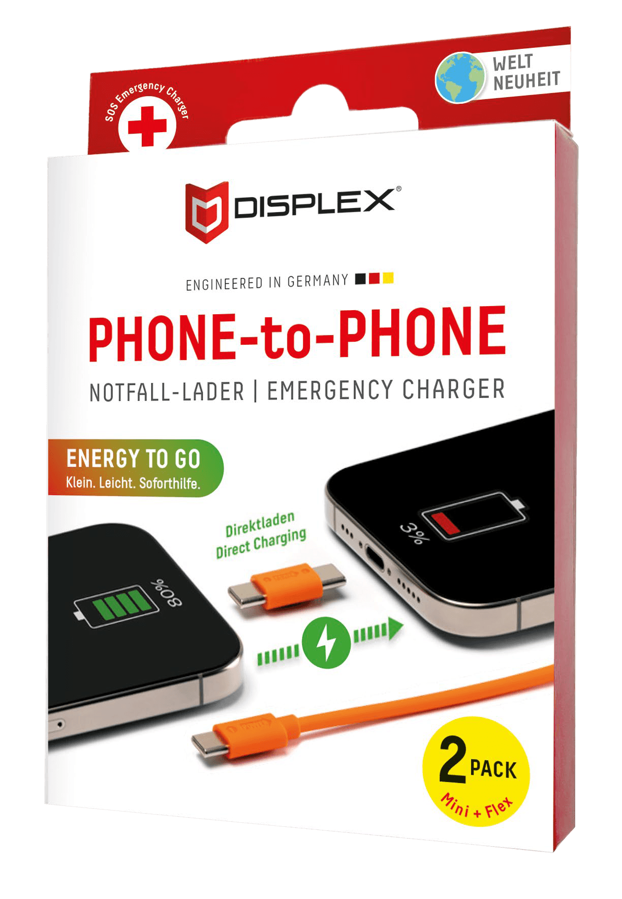 Displex Phone-to-Phone Notfall-Lader
